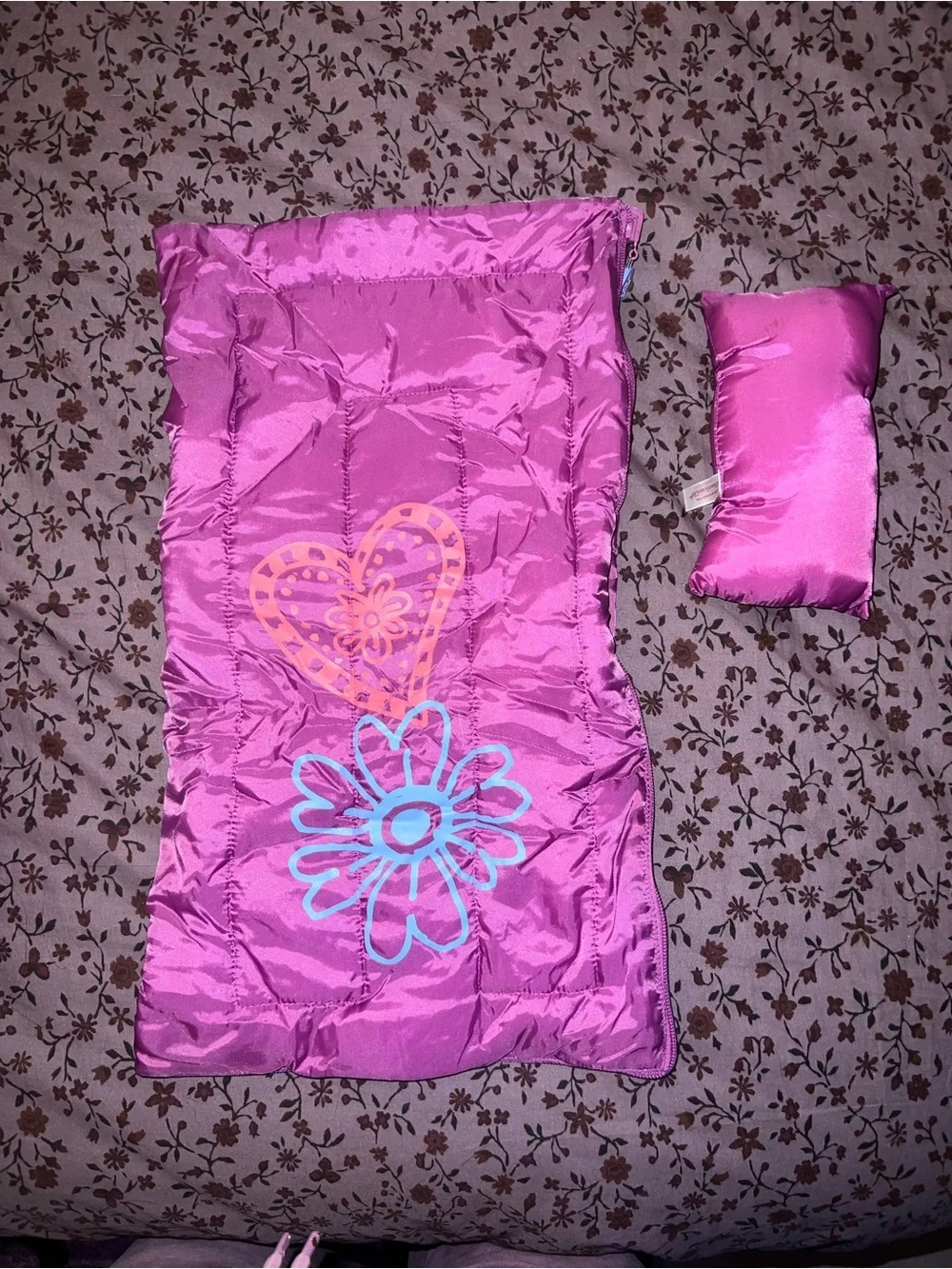 American Girl Pink Floral Sleeping Bag